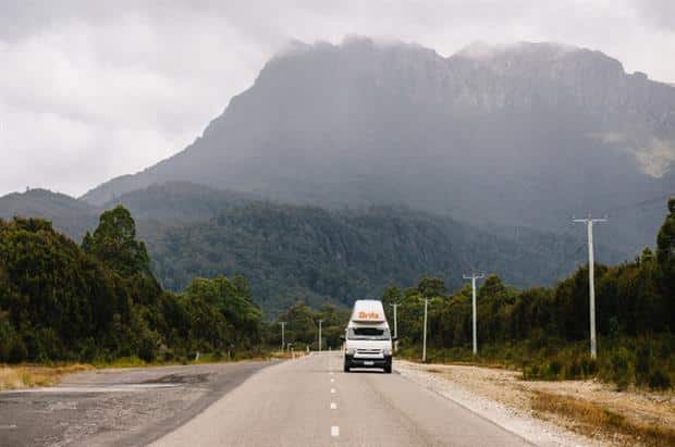 britz campervan driving winter australia