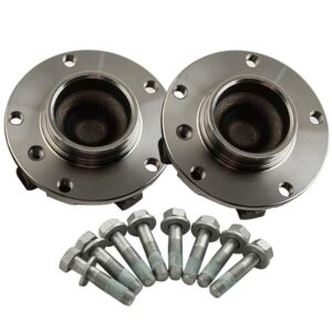 A set of caravan wheel bearings with mounting screws, displayed on a white background