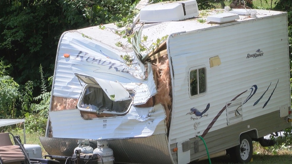 Caravan's outdoor adventure takes a turn due to storm damage