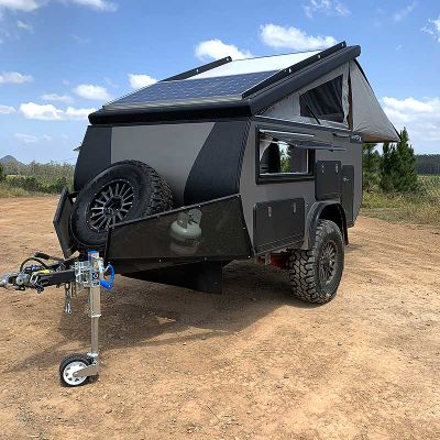 New Australia lightweight offroad camper trailer with jockey wheel support.