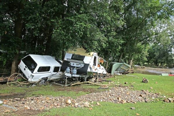 Photo of a caravan with extensive damage sustained in a crash