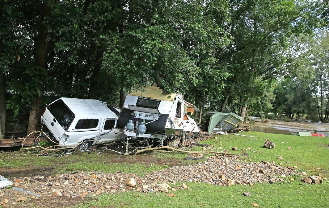 Photo of a caravan with extensive damage sustained in a crash