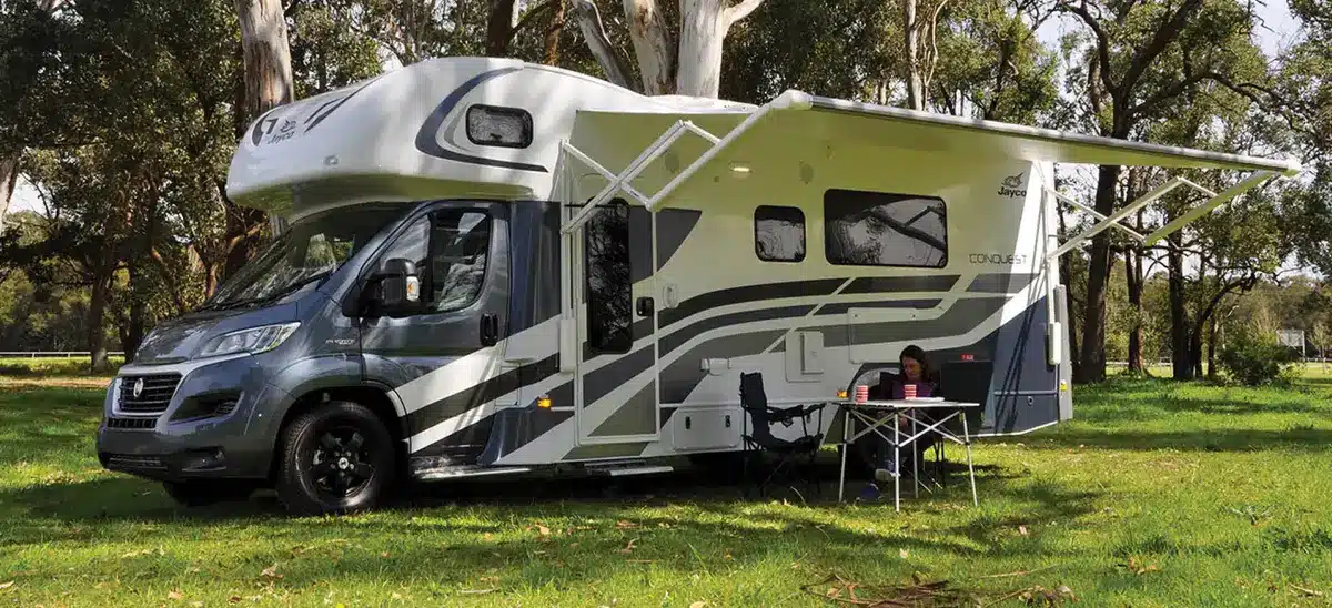 Jayco Motorhome parked on a peaceful patch of grass
