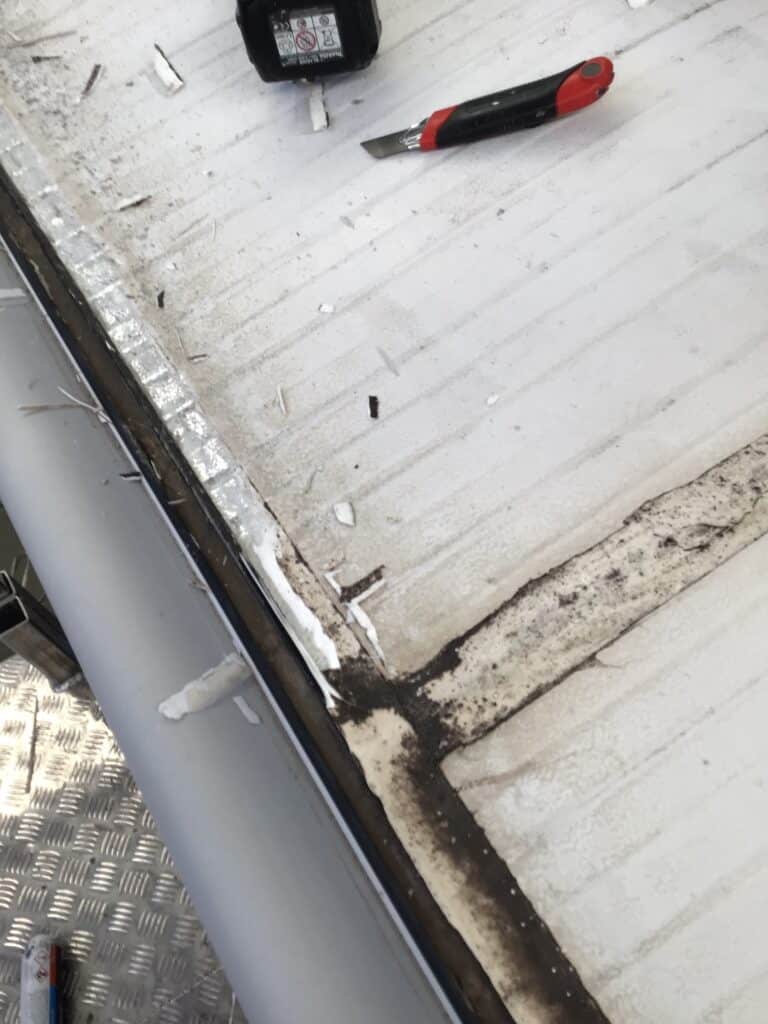 Caravan roof affected by water ingress