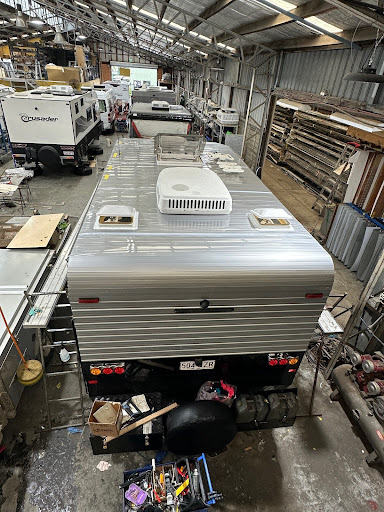 Caravan body repairs underway in workshop